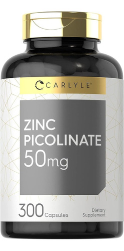 Picolinato De Zinc 50 Mg (300 Cápsulas) Carlyle Hecho En Usa Sabor Natural