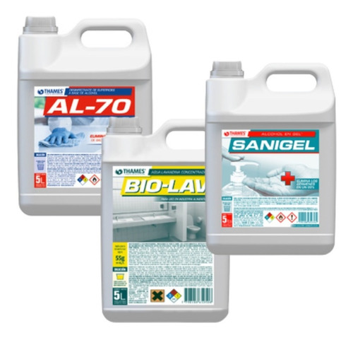 Kit Desinfectante Alcohol En Gel Lavandina Bidon 5lts