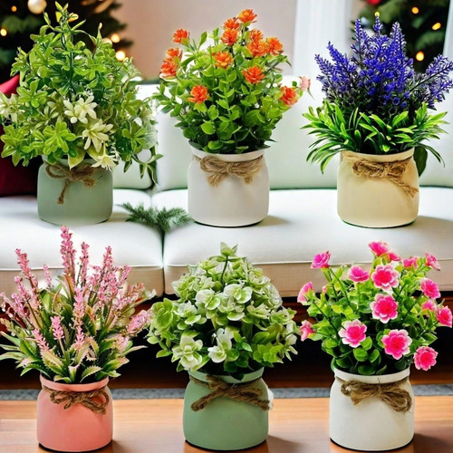 Plantas Artificiales Decorativas Macetas Flores Artificiales