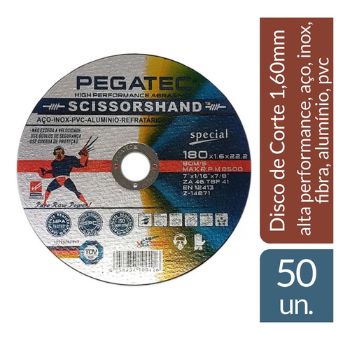 Disco De Corte Inox Scissorshand Pegatec 7 X 1,60mm 50 Un.