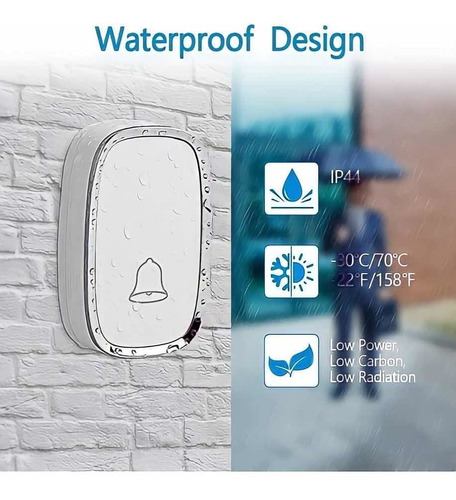 Imagen 2 de 6 de Timbre Inalámbrico 300m Bluetooth Para Exteriores E Interi