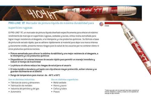Imagen 2 de 10 de Marcador Fibra Pintura Fibron Superficies Oxidadas Markal Xt