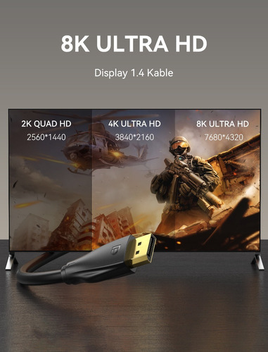 Cable De Video Displayport 1.4 Vention 8k Macho A Macho 2m