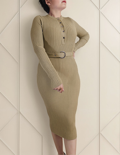Vestido Stretch De Punto Tejido Canale | Cuello Redondo