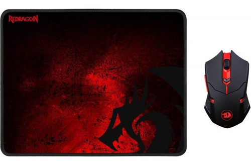Mouse y Pad 2 en 1 Gamer Redragon M601WL-BA Negro/Rojo