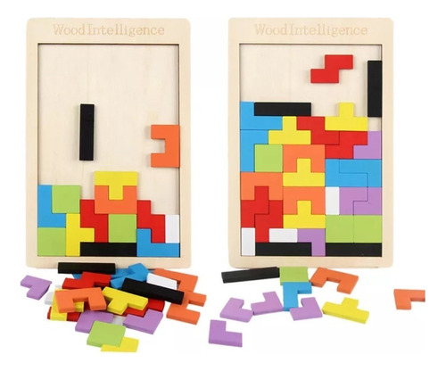 Rompecabezas Tangram Didáctico Juego Madera Tipo Tetris