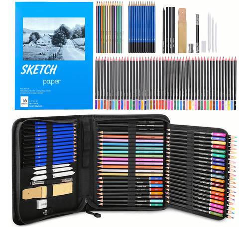 Kit Lápices De Dibujo Y Boceto Con Accesorios Iforu 83pcs