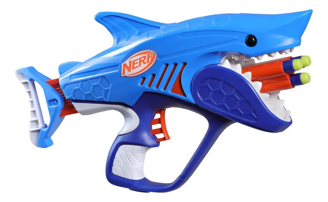 Nerf Junior Wild Sharkfire, Lanzadardo Con 8 Dardos Nerf Eli Azul