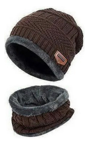 Combo Gorro + Cuello Lana Con Corderito Invierno Hombre Frio