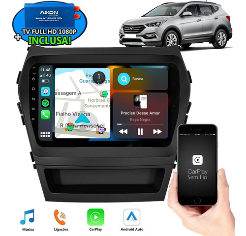 Multimídia Hyundai Santa Fe Carplay Gps Tv Wi-fi Android 8.1