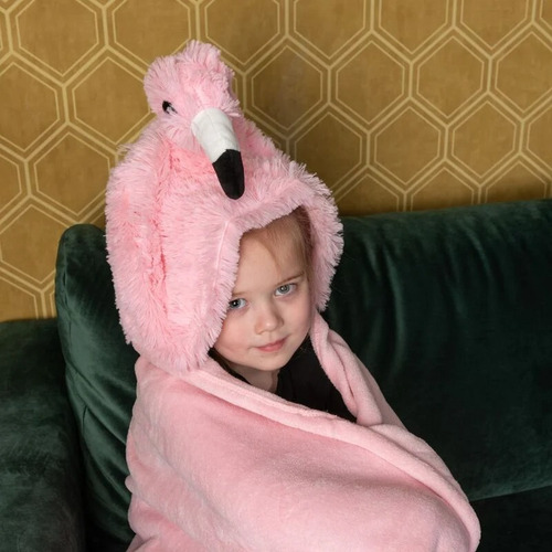 Manta Polar Soft Individual Infantil Animales 130cm Rosa Flamenco
