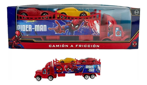 Camion A Friccion C/acoplado  + 2 Autos Spiderman Original 