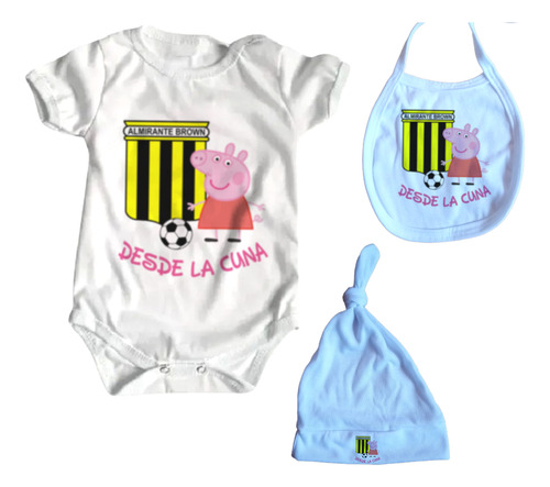 Set Ajuar Bebe X3 Piezas Almirante Brown