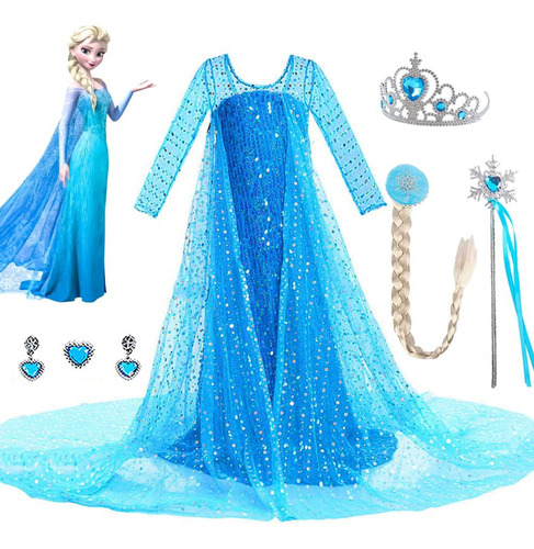 Vestido De Princesa Elsa Para Niñas, Vestidos De Frozen De