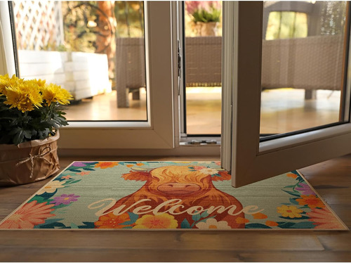 Highland Cattle - Tapete De Bienvenida Con Parte Trasera De