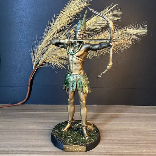 Oxossi 2 Exclusiva Umbanda Candomblé Cor Dourado Studio Orion Artigos Religiosos
