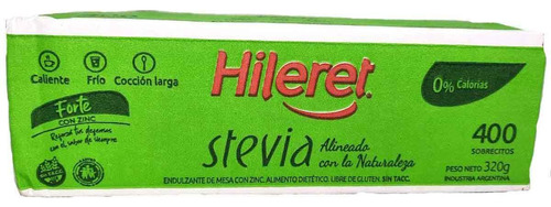 Edulcorante Hileret Stevia 400 Sobres