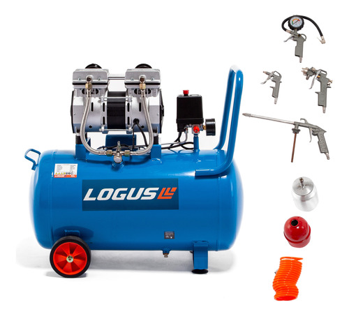 Kit Compresor De Aire Logus 50 L 1500w Silencioso Sin Aceite