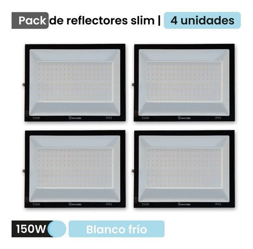Imagen 2 de 8 de Pack X 4 Reflector Led 150w Alta Potencia Exterior