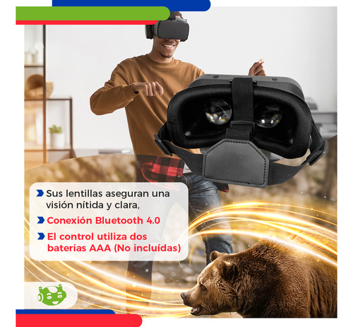 Gafas Vr Lentes De Realidad Virtual 3d Con Controlador