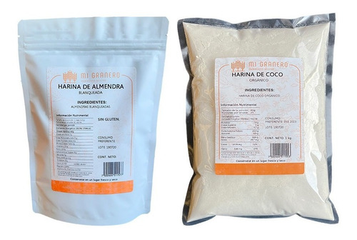 Harina De Coco Y Almendra Orgánica Premium 1 Kilo C/u Keto