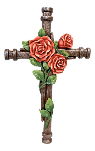 Bestgiftever Cruz De Pared Con Rosas Rojas En Uñas Escultura