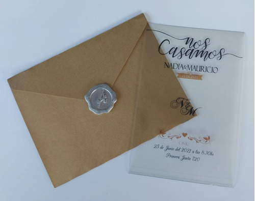 25 Tarjetas 15 Años Boda Cristal C/sobre Color C/lacre.