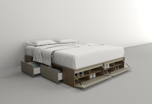 Imagen 4 de 10 de Box De Cama Con Cajonera + Zapatero Base Somier 1,80/ 2,00 M
