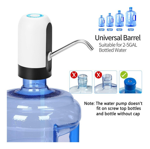 Imagen 2 de 5 de Dispensador De Agua Eléctrico Usb Recargable