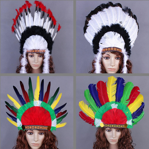 Tocado De Plumas Sombrero Indio Para Disfraz De Carnaval