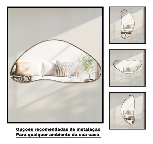 Espelho Orgânico Colina Com Borda Em Lamina Madeira Natural