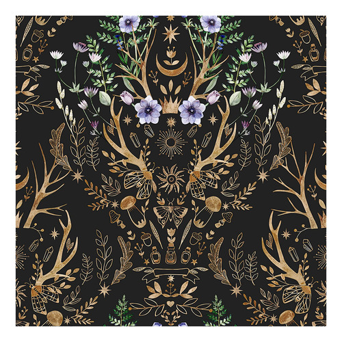 Papel Tapiz Pared Retro Floral Damasco Bronce Negro Morado X