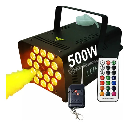 Máquina De Fumaça 18 Led Coloridas 500w 2 Controle Sem Fio