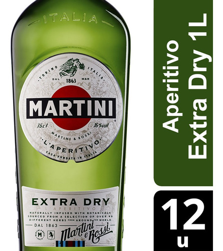 Martini Extra Dry Aperitivo 1 Lt X 12 Unidades