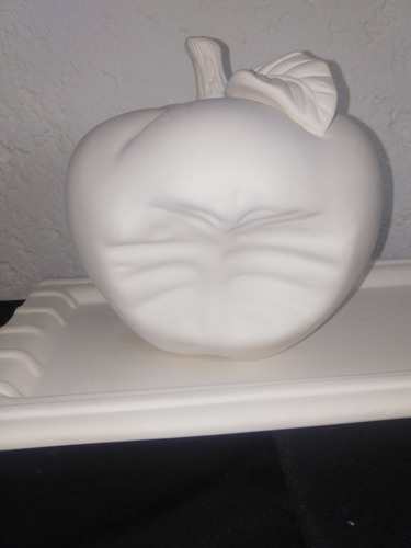 Imagen 5 de 6 de Centro De Mesa Frutero Manzanas Ceramica En Blanco Grande