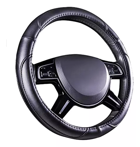 Funda for volante coche cuero real negro 37-38 cm for cordones protector  volante