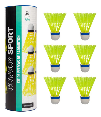 Tubo Com 6 Petecas De Badminton Convoy