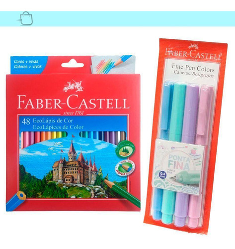 Kit Ecolápis 48 Cores E Fine Pen Colors 0.4mm Faber-castell