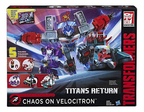 Transformers Titans Caos En Velocitron 5 Figuras Hasbro 