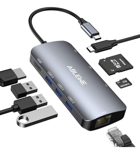 Hub Usb C, Ablewe 8 En 1 Adaptador Multipuerto Usb C A Hdmi 