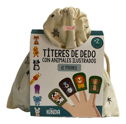 Imagen 2 de 4 de Titeres De Dedo Animales 12 Piezas Tela Kinda Sharif Express