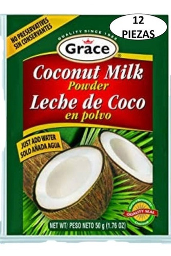 Leche De Coco En Polvo Grace Caja De 12x50g Sobres Importado