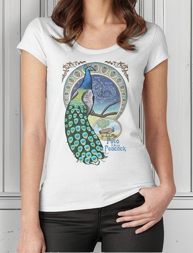 Remera Pavo La Constelación Del Pavo Real Art Nouveau Style