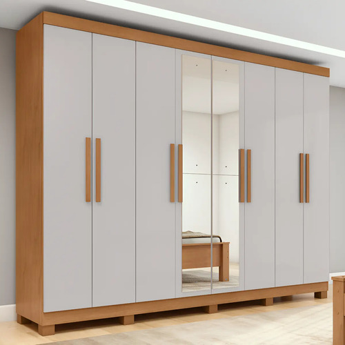 Guarda-roupa Casal Móveis Lopas Easy Slim 8 Portas Com Espelho E Gavetas