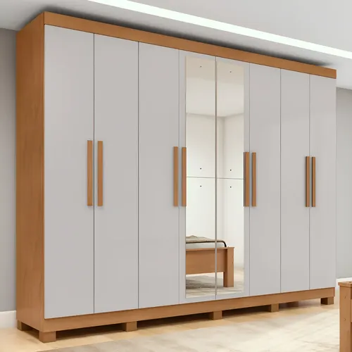 Guarda-roupa Casal Móveis Lopas Easy Slim 8 Portas Com Espelho E Gavetas