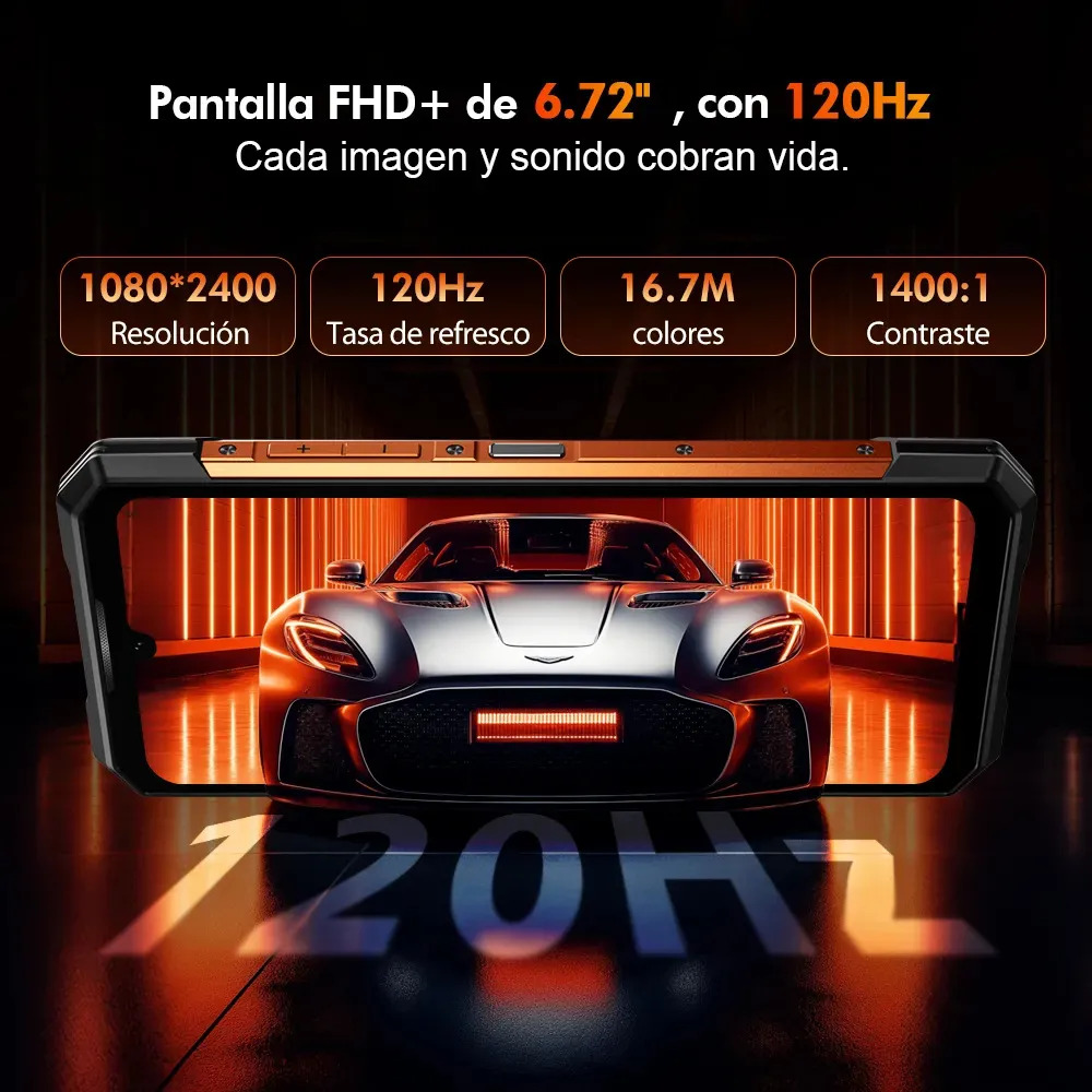 DOOGEE S200E 5G AI Celular Resistente Android 16,Pantalla Trasera Multifunción de 1,32",48GB+256GB/2TB,100MP+20MP Teléfono Robusto,10100mAh 33W,6.72" FHD+120Hz con Auriculares,NFC/Face ID/WiFi6/IP68 N
