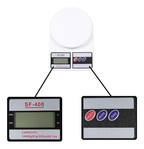 Báscula de cocina digital SQ Cozinha SF-400 pesa hasta 10kg blanca
