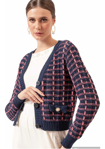 Antix - Cardigan Café De Flore Marinho - Novo Com Tags