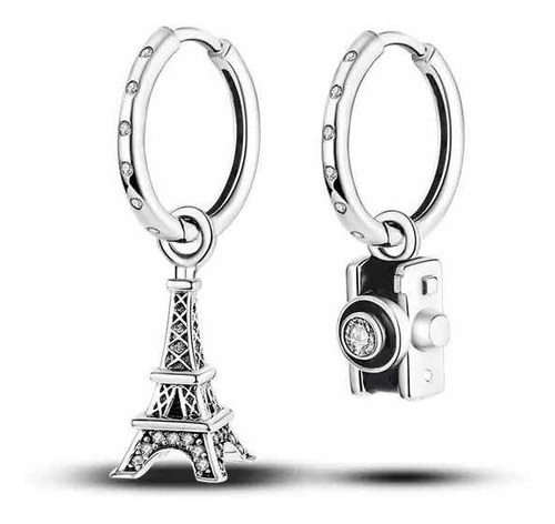 Aretes Plata S925, Cámara Fotos En Paris, Dije Torre Eiffel