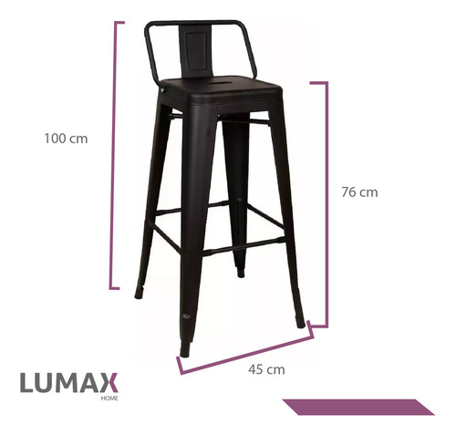Set 4 Taburetes De Bar Bancos De Cocina Tipo Tolix Modernos Color Negro